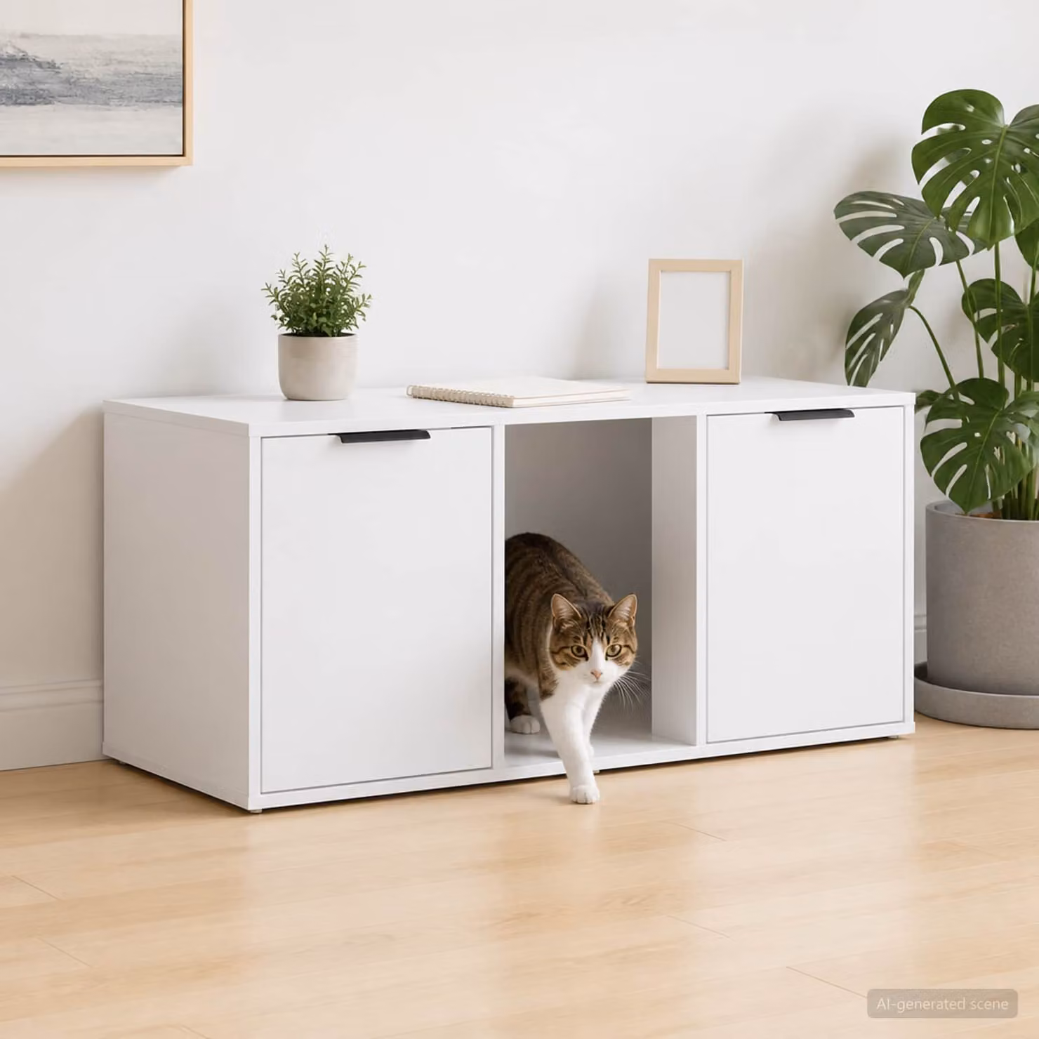 Mobile per gatti vidaXL Bianco in legno ingegnerizzato L 100 x P 49 x H 45 cm