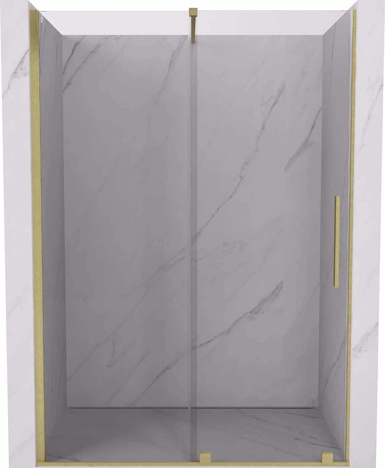 Mexen Velar porta doccia scorrevole 130 cm, trasparente, oro spazzolato - 871-130-000-01-55