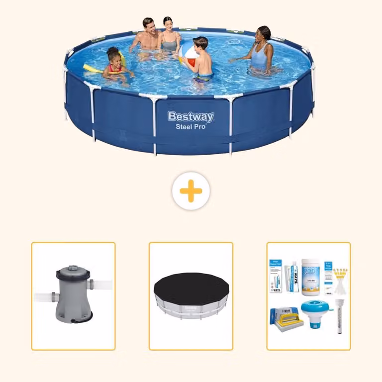 Bestway Steel Pro, piscina in acciaio, forma rotonda - 396x84 cm - composta da 4 parti, modello S22753