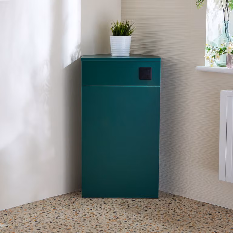 Unità WC Angolare in Verde Scuro con Pulsante di Scarico Nero (Sanitario non Incluso) - Cluo