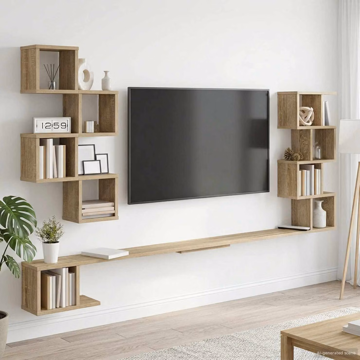 vidaXL Mensola per TV da muro moderna in Rovere Sonoma, colore marrone, L 180 cm x P 15 cm x H 94 cm