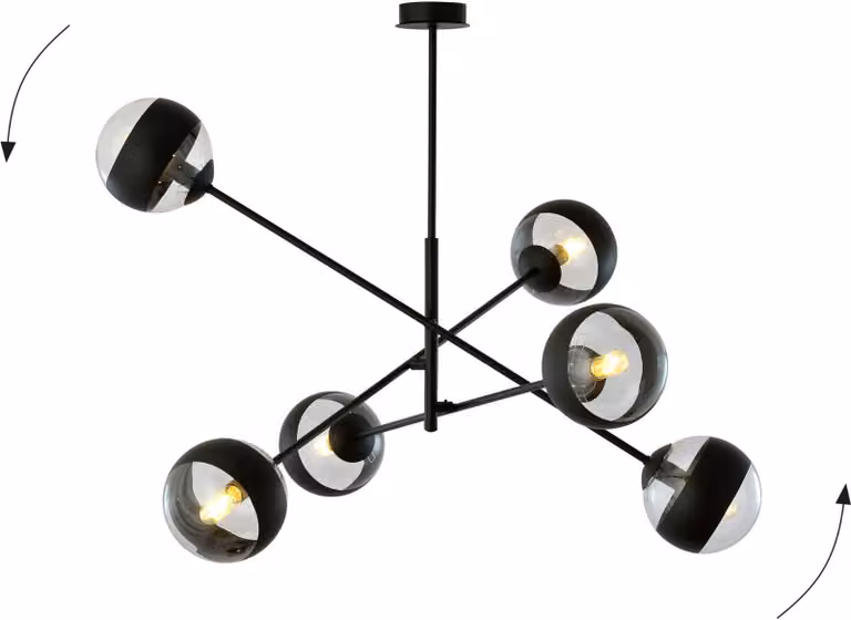 Lampadario Emibig 6xE14 40W LINEAR 6 NERO/RIGHE 1168/6