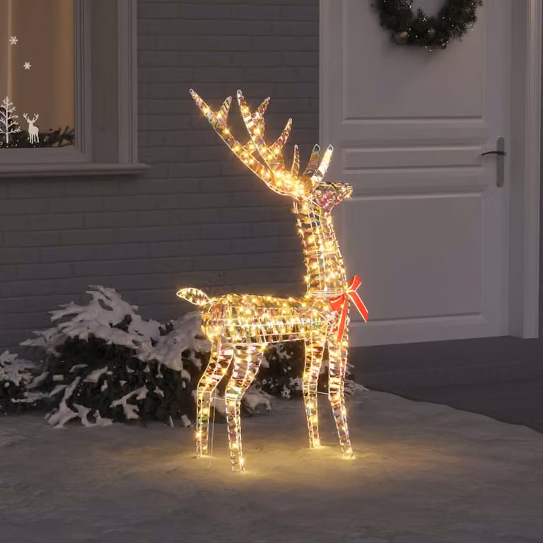 Decorazione natalizia a forma di renna 3D vidaXL con 140 LED bianco caldo, Altezza: 128 cm