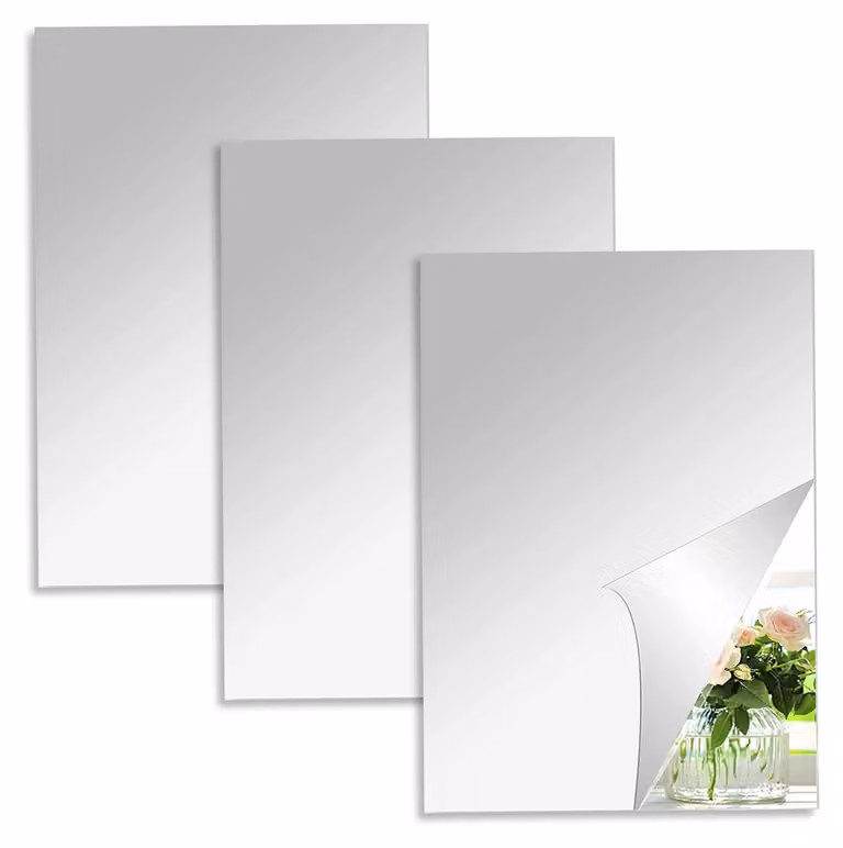 Specchi da parete in acrilico, 3 pezzi, forma rettangolare, dimensioni 40x30 cm, adesivi, infrangibili