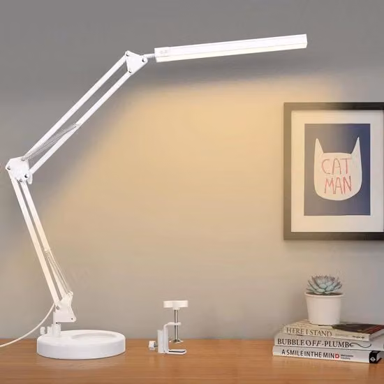 Lampada da Scrivania a LED Regolabile per Home Office e Task Lighting, Design Moderno in Metallo e Plastica, Disponibile in Bianco o Nero