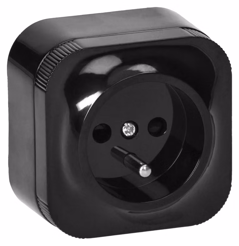 orno-logistic | Presa Singola - Nera - IP20 - Design Moderno - Con Messa A Terra