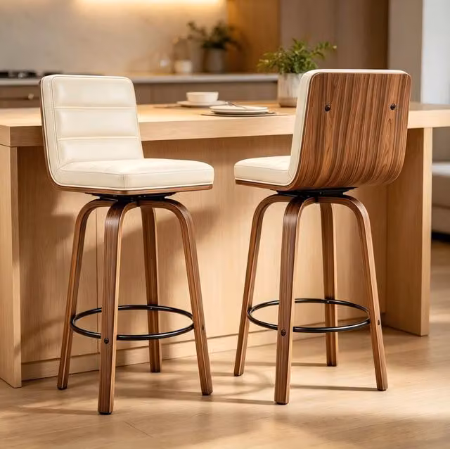 Sgabello da bar girevole 40x48x90 cm crema – seduta 360° senza cuscino