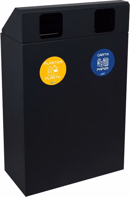 Pattumiera per Raccolta Differenziata 2 Scomparti 120 L 60x30x96 cm in Acciaio Verniciato Antracite