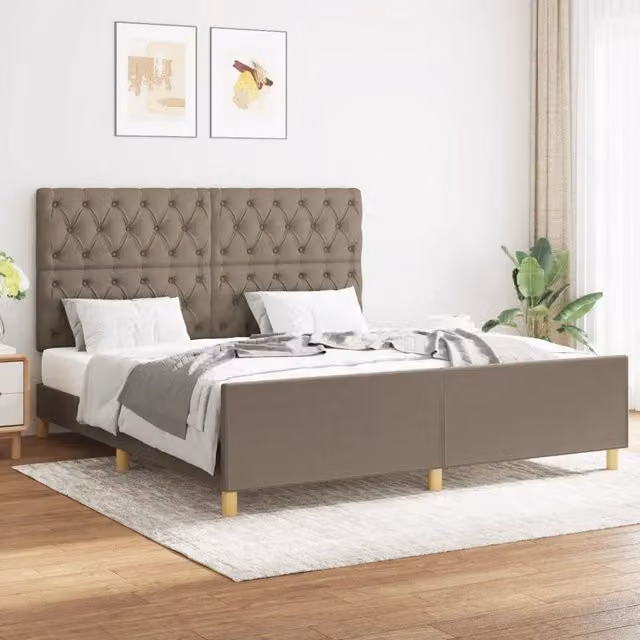 Giroletto senza Materasso-Struttura Letto Tortora 160x200 cm in Tessuto