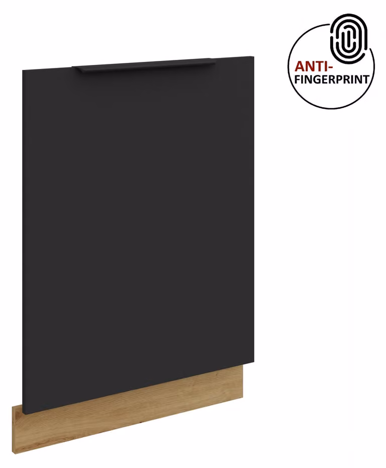 Pannello frontale per lavastoviglie da 60 cm completamente incassata ARIA Nero ultra opaco + Rovere Artisan opaco, frontali di alta qualità con rivestimento anti-impronta, cucina a incasso
