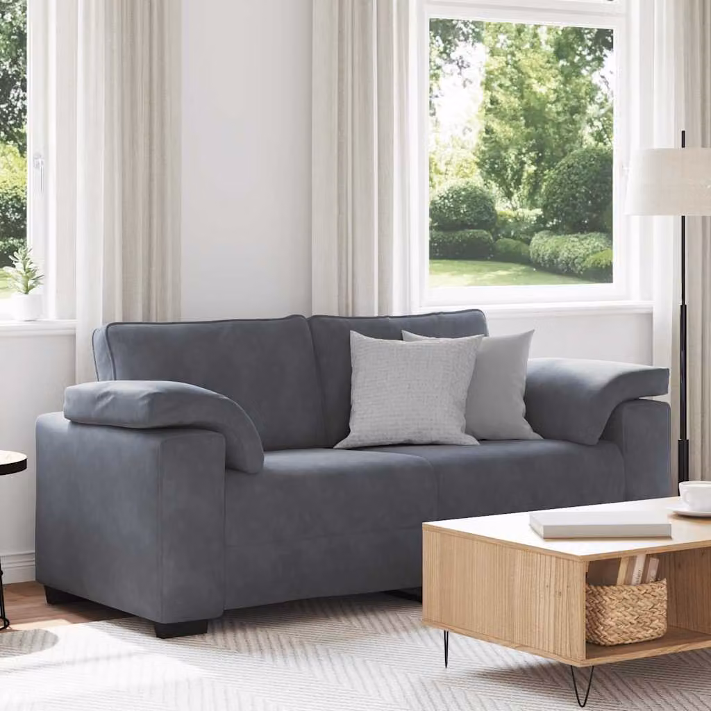 Divanetto moderno vidaXL in velluto grigio con cuscini inclusi L: 180 cm, P: 77 cm, H: 82 cm