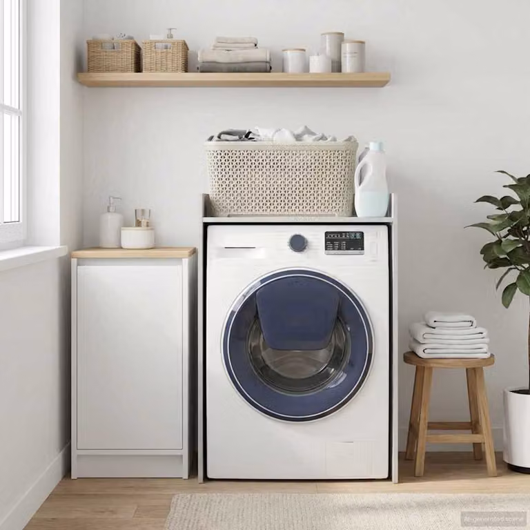 vidaXL Mobiletto per lavatrice moderno in MDF Grigio, L: 67,5 cm, P: 48 cm, H: 97 cm