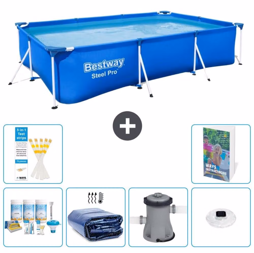 Bestway Steel Pro, piscina rettangolare - 300x201x66 cm - 5 pezzi, modello S160