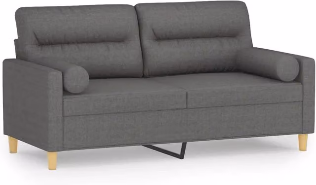Divano | Divano da soggiorno | Sofa a 2 Posti con Cuscini Grigio Scuro 140 cm in Tessuto