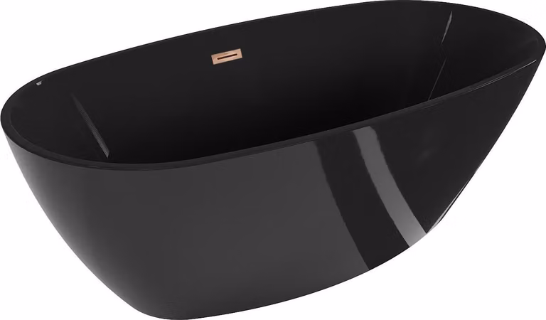 Mexen Eris vasca da bagno freestanding 170 x 80 cm, nera, troppo pieno oro rosa - 53441708070-60