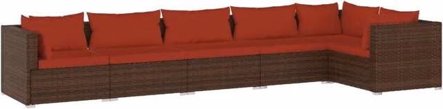 Set di mobili da giardino 6 pz con cuscini in polyrattan marrone 02_0016886