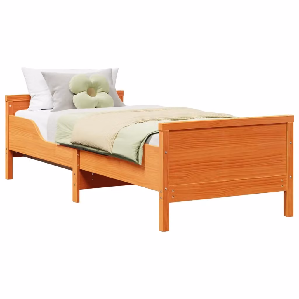Struttura del letto con testiera vidaXL in legno di pino marrone cerato L 200 cm x P 80 cm x H 90,5 cm – 2