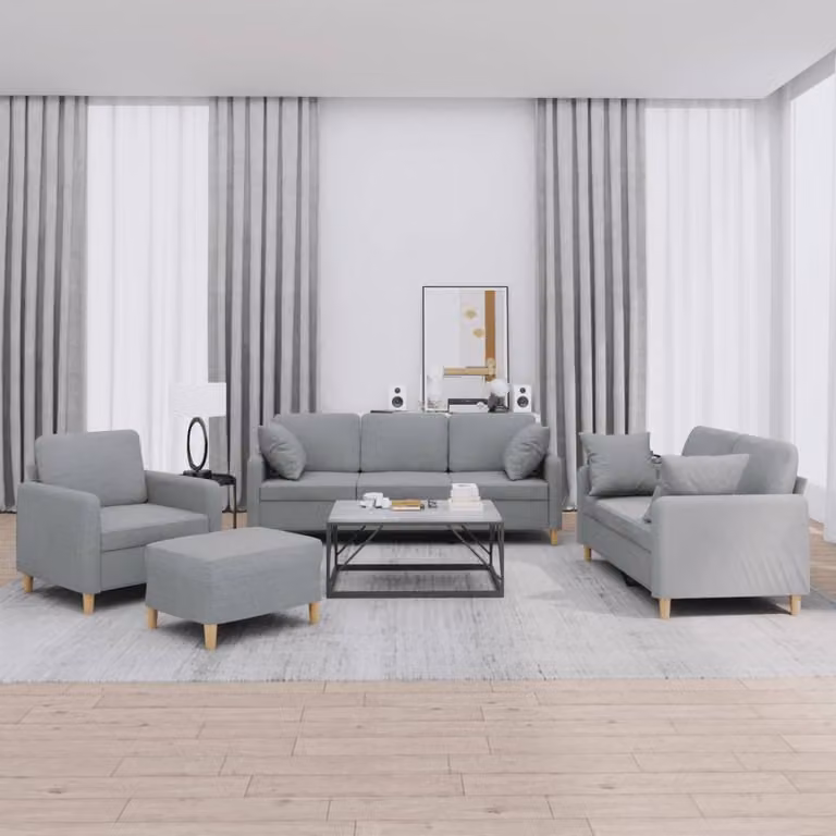 Maison Exclusive - Set divano 4 pezzi con cuscini in tessuto grigio chiaro