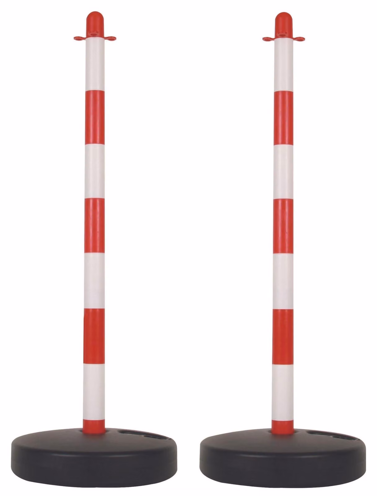 Set di 2 pali segnaletici, rosso e bianco, altezza 90 cm, con base riempibile