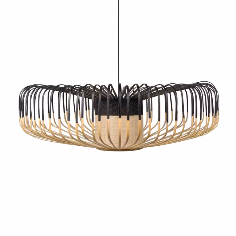 Forestier Lampada a sospensione Bamboo up XXL, dimmerabile, Legno chiaro, Soggiorno / Sala da pranzo, bambù, Design, Lampada a sospensione