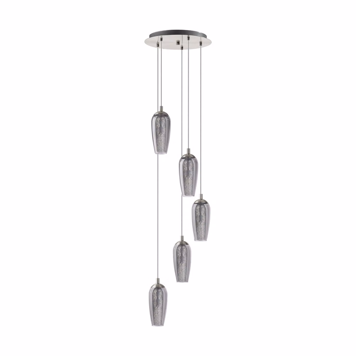 Lampada a sospensione a 5 luci in nichel nero opaco transp Granillefarsala