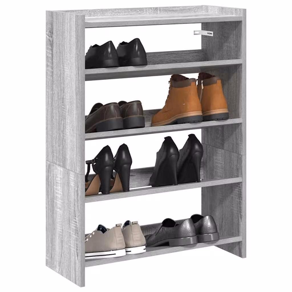 Scarpiera moderna vidaXL in legno e MDF grigio con ripiani interni L: 60 cm, P: 25 cm, H: 81 cm
