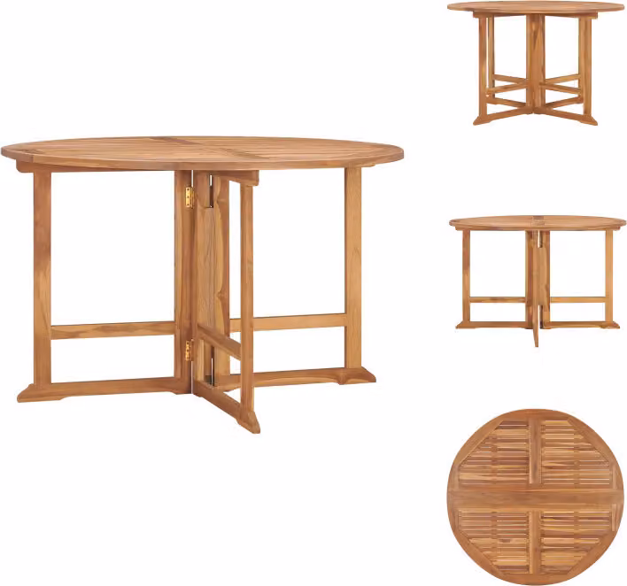 vidaXL Tavolo da pranzo pieghevole da giardino Ø110x75 cm in legno massiccio di teak - Tavoli da giardino