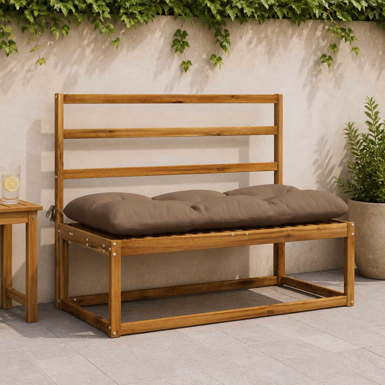 vidaXL Cuscino per panchina VIANEN in poliestere con fodera rimovibile, Tortora, L: 120 cm x P: 50 cm x H: 12 cm