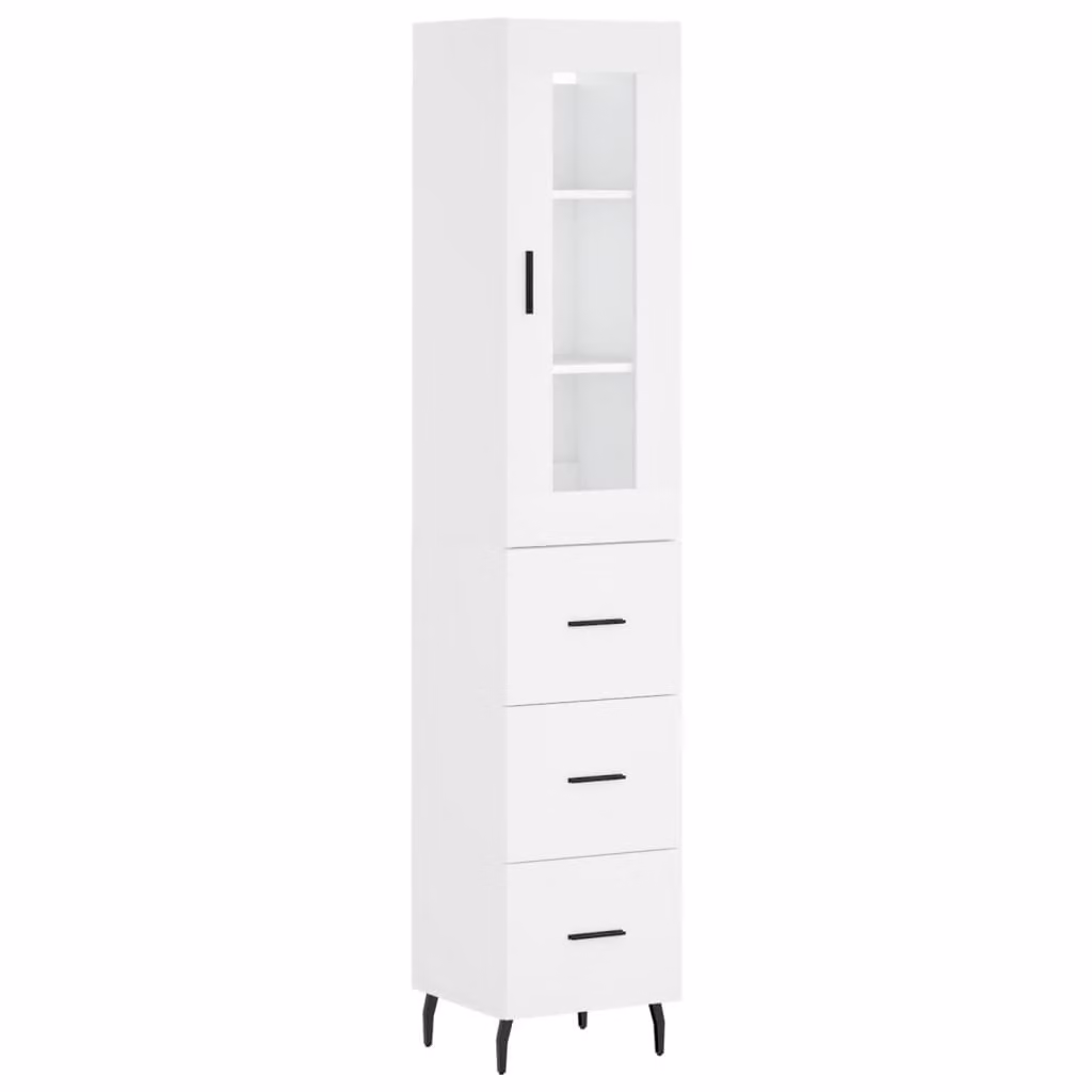 Credenza Bianca 34,5x34x180 cm in Legno Multistrato