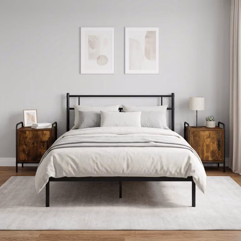 Set di 2 Armadi da Notte vidaXL Moderni in Rovere Fumo, L 40 cm x P 30 cm x H 50 cm