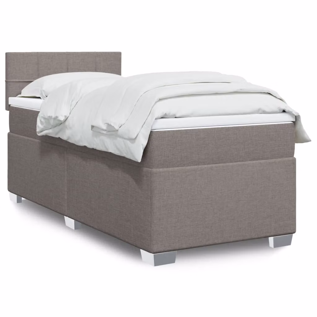 vidaXL Giroletto a Molle con Materasso Ibrido in Tessuto Tortora L/P/H: 100 x 200 cm