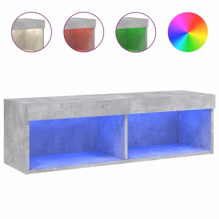 Mobile Porta TV con Luci LED Grigio Cemento 100x30x30 cm