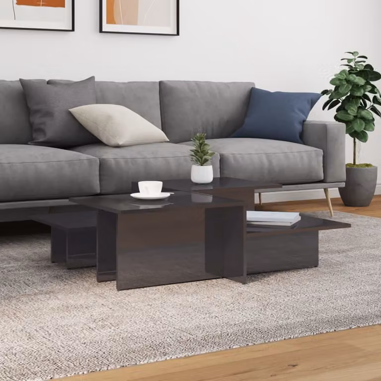 Maison Exclusive - Tavolini da Salotto 2 pz Grigio Lucido in Legno Multistrato