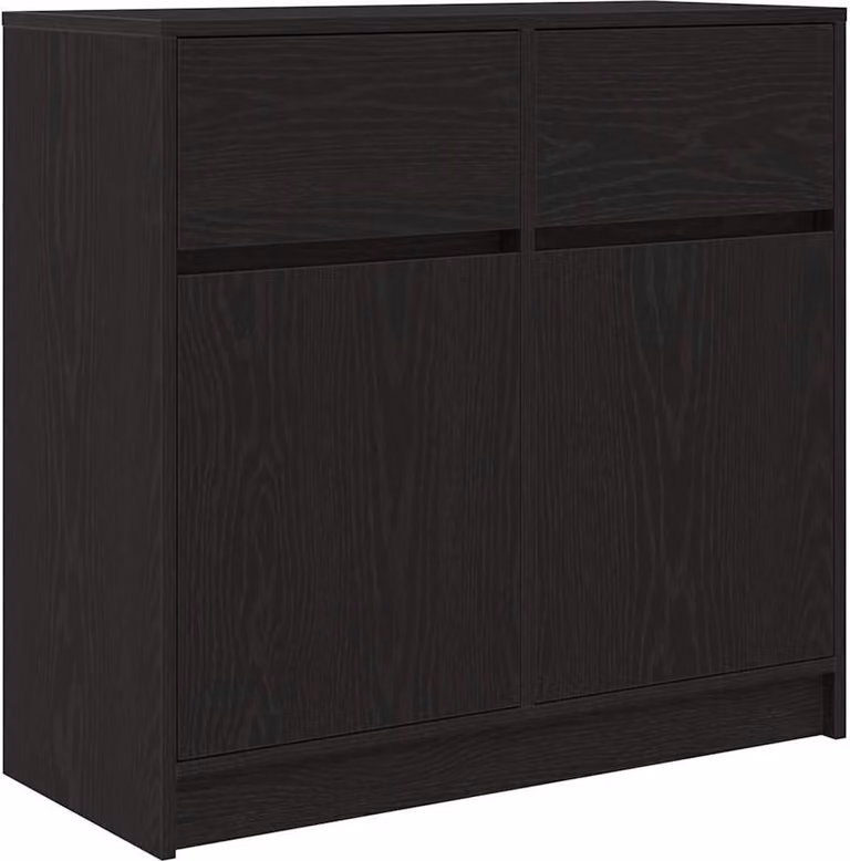 Credenza con Cassetto Rovere Nero 80x34x76 cm Legno Multistrato