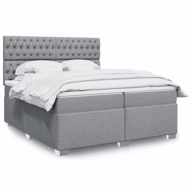 Letto Ibrido Moderno vidaXL con Materasso Grigio e Bianco L/P: 200 x 200 cm