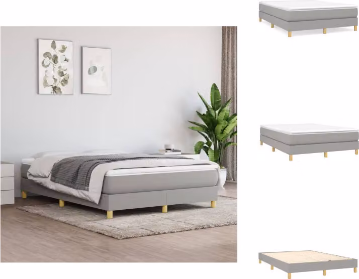 vidaXL Letto a molle con materasso grigio chiaro 140x200 cm in tessuto - Letti & strutture letto