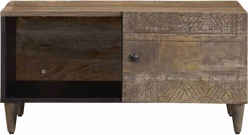 Tavolino da Salotto Grigio Chiaro 80x50x40 cm Legno di Mango