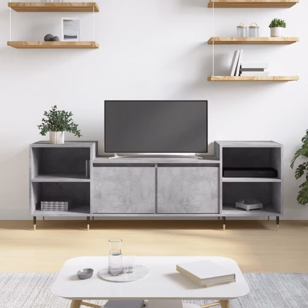 Mobile TV moderno vidaXL in legno e metallo, Grigio, L 160 x P 35 x H 55 cm