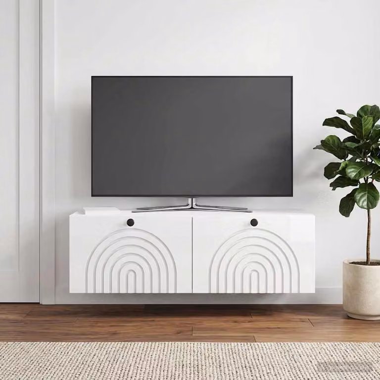 vidaXL Mobile Porta TV da Muro Bianco Lucido L 98 x P 31 x H 30 cm