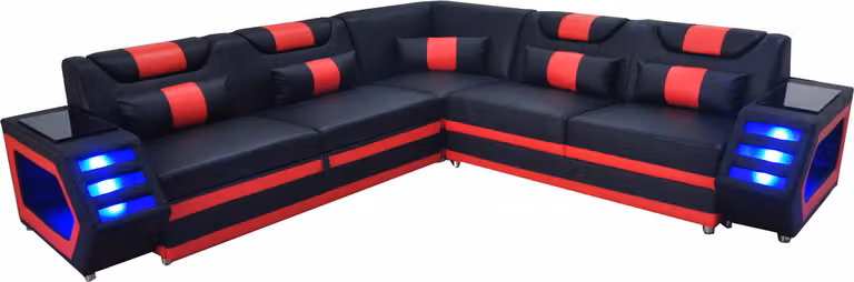 Design Leder Polster Sitz Ecke Couch Polster Eck Landschaft Wohn Sofa USB LED
