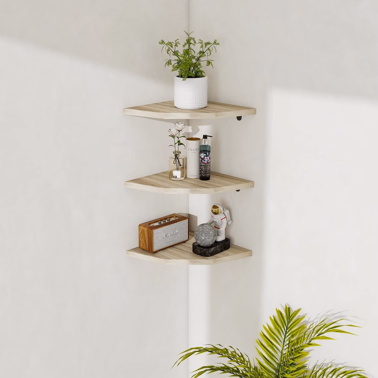 Omgoods - Mensola da parete angolare per soggiorno e cucina