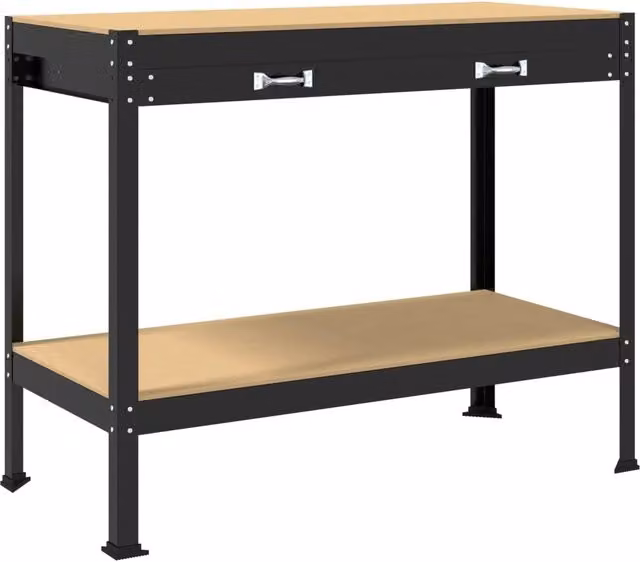 Banco da lavoro con cassetto e pannello forato nero L/P/H: 114 x 54 x 91 cm CFW8945190 – 1