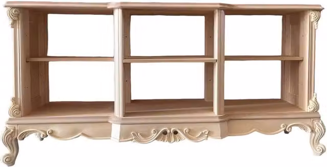 Divano bifacciale classico barocco in legno di faggio non trattato beige Mobili 2G L: 155 cm, P: 50 cm, H: 76 cm