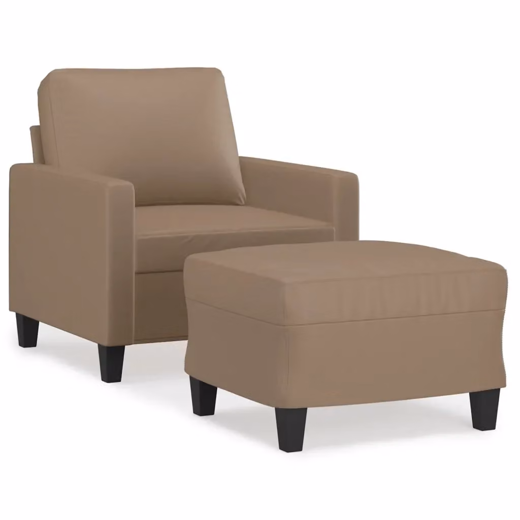 Poltrona relax con poggiapiedi vidaXL in similpelle beige per soggiorno – 2