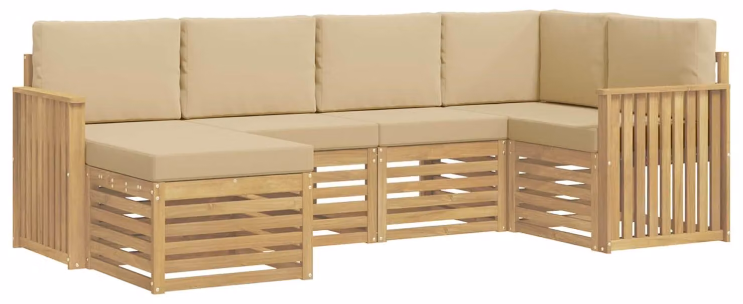 Set di divani da esterno, 6 pezzi, colore beige, tessuto: poliestere