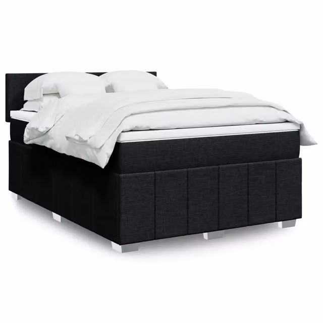 Letto Ibrido vidaXL con Giroletto a Molle e Materasso Nero in Tessuto L 160 x P 200 cm