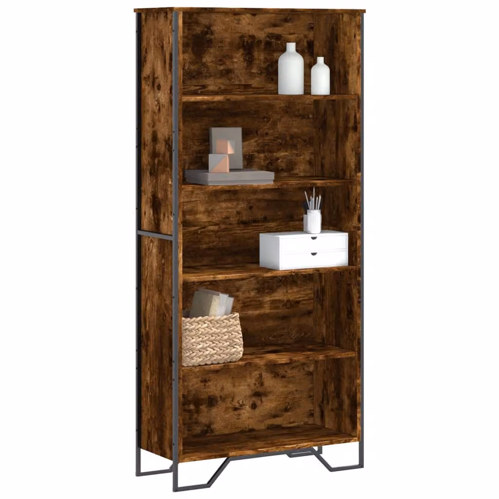 Libreria vidaXL in Truciolato e MDF Colore Marrone Opaco L: 80 cm, P: 31 cm, H: 169 cm