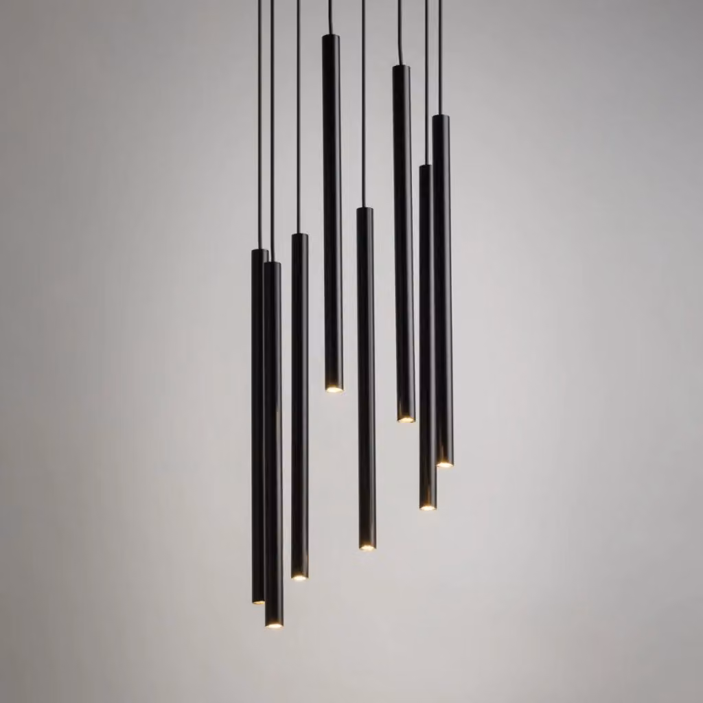 Lampada sospesa Sigma Lighting Sopel nera rotonda con 8 luci G9 e altezza regolabile – 2
