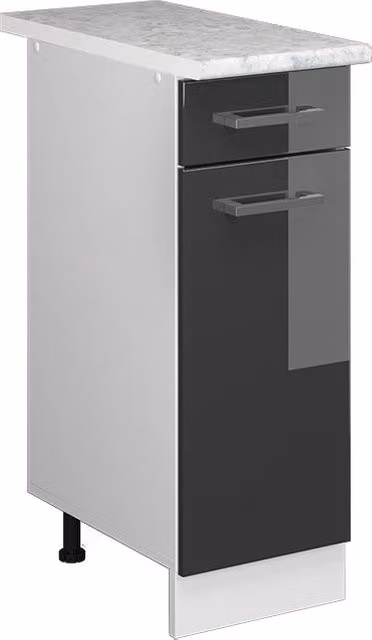 Base universale Vicco R-Line Antracite lucido con cassetto e piano di lavoro, L: 30 cm, H: 81,6 cm, P: 60 cm