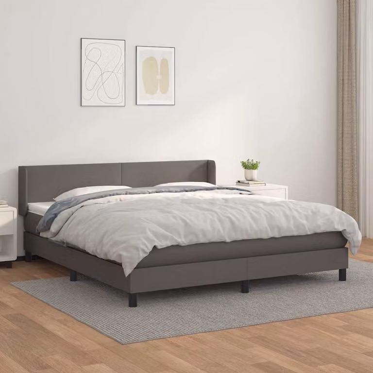 vidaXL Giroletto a Molle con Materasso Grigio in Similpelle, L/P: 180 x 200 cm